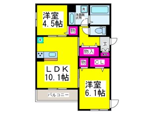 Rue colline三国ケ丘の物件間取画像